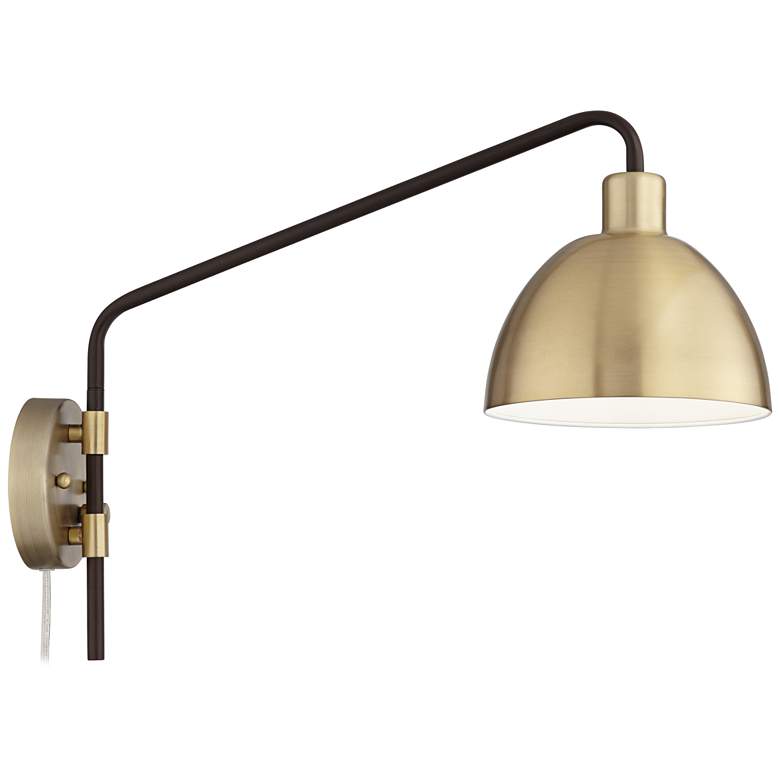 Image 7 360 Lighting Colwood Brass Bronze Adjustable Swing Arm Plug-In Wall Lamp more views