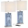 2_360 Lighting Connie 25" Blue USB Table Lamps with Dimmers Set of 2
