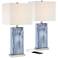 360 Lighting Connie 25" Blue USB Table Lamps with Dimmers Set of 2