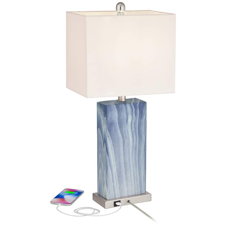 Image 3 360 Lighting Connie 25" Blue USB Table Lamps with Dimmers Set of 2 more views