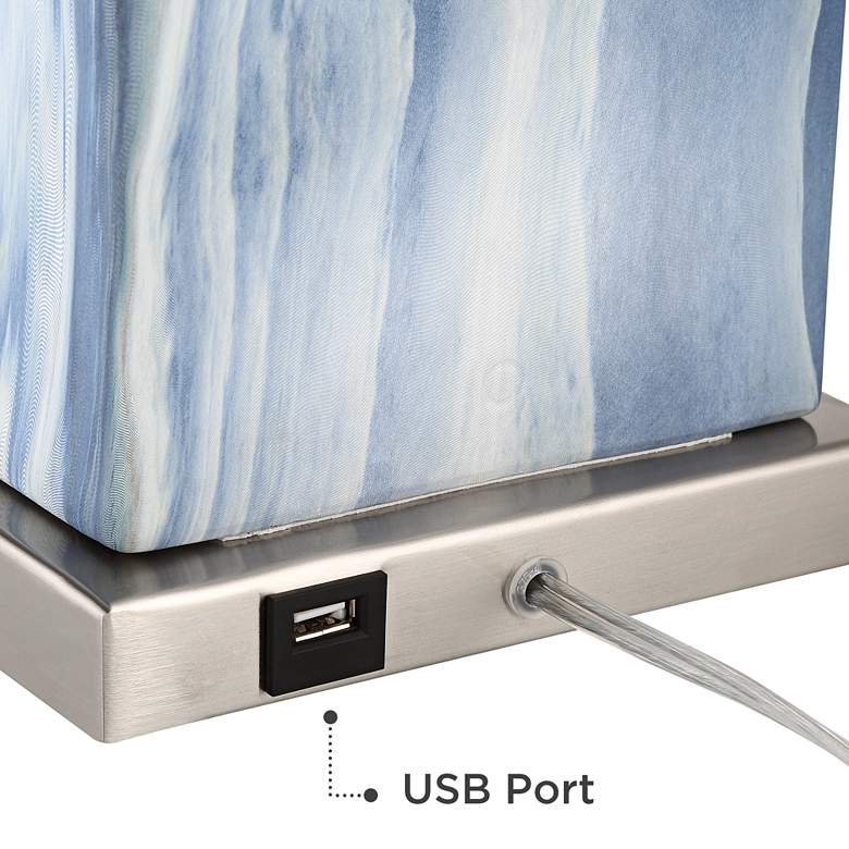 Image 6 360 Lighting Connie 25" Rippled Blue USB Table Lamps Set of 2 more views