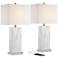 360 Lighting Connie 25" White Faux Marble USB Table Lamps Set of 2