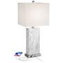 5_360 Lighting Connie 25" White Faux Marble USB Table Lamps Set of 2 more views
