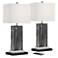 360 Lighting Connie Black Faux Marble Table Lamps with Black Marble Risers