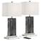 360 Lighting Connie Black Faux Marble Table Lamps with White Marble Risers