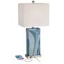 360 Lighting Connie Blue Faux Marble USB Table Lamps Set of 2