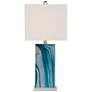 360 Lighting Connie Blue Faux Marble USB Table Lamps Set of 2