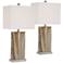 360 Lighting Connie Faux Brown Marble USB Table Lamps Set of 2