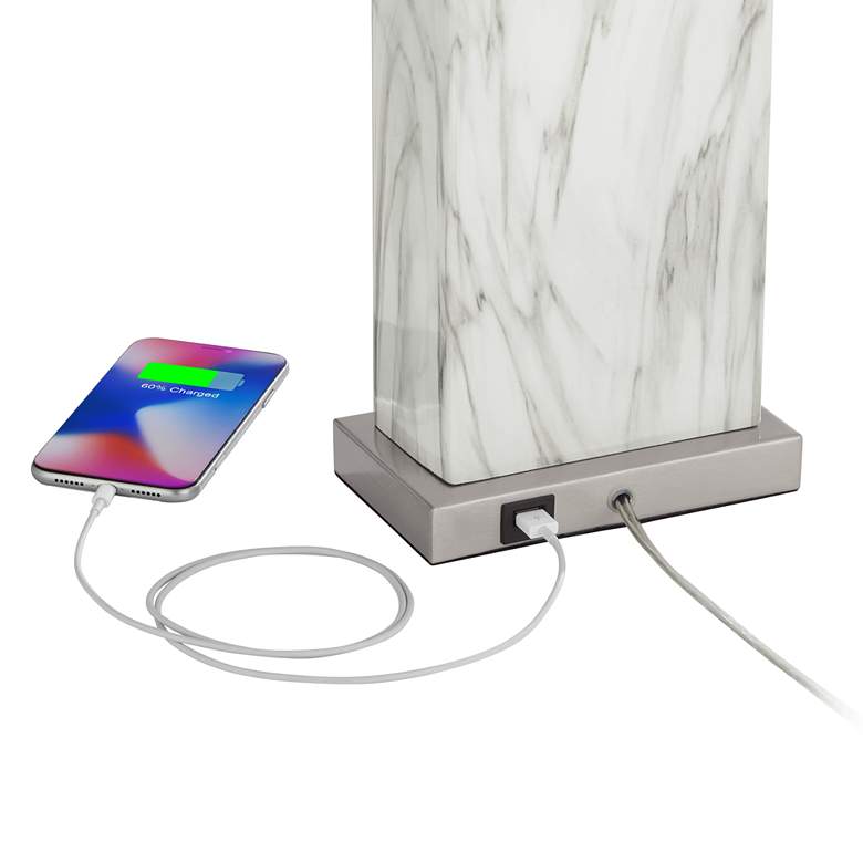 Image 5 360 Lighting Connie White Faux Marble Modern USB Table Lamps Set of 2 more views