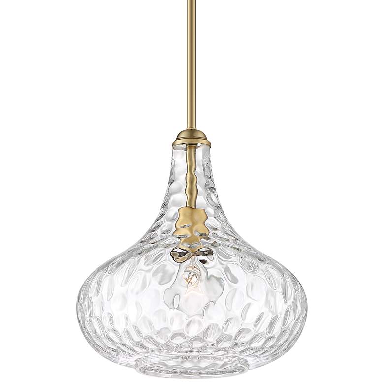 Image 2 360 Lighting Cora 11 inch Modern Plated Gold Hammered Glass Mini Pendant