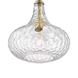 Image3 of 360 Lighting Cora 11" Modern Plated Gold Hammered Glass Mini Pendant more views
