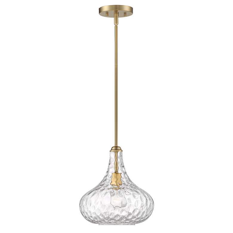 Image 5 360 Lighting Cora 11" Modern Plated Gold Hammered Glass Mini Pendant more views