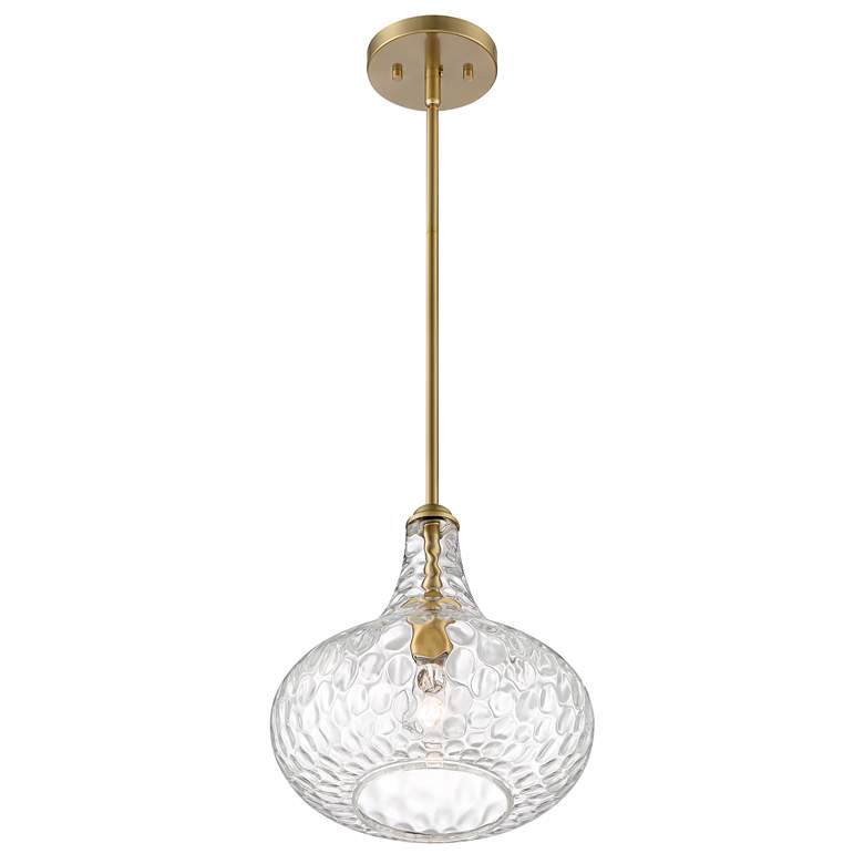 Image 6 360 Lighting Cora 11" Modern Plated Gold Hammered Glass Mini Pendant more views
