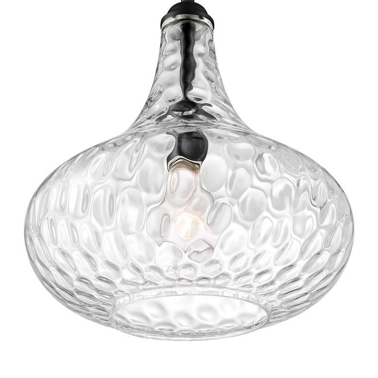 Image 3 360 Lighting Cora 11 inch Wide Matte Black Hammered Glass Mini Pendant more views