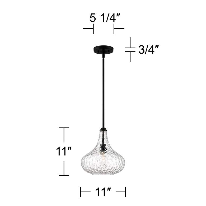 Image 7 360 Lighting Cora 11 inch Wide Matte Black Hammered Glass Mini Pendant more views