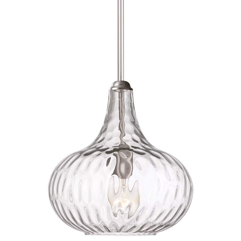 Image 3 360 Lighting Cora 11 inch Wide Modern Nickel and Textured Glass Pendant