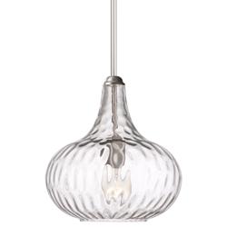 360 Lighting Cora 11" Wide Modern Nickel and Textured Glass Pendant