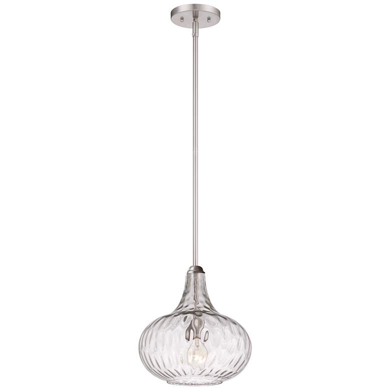 Image 6 360 Lighting Cora 11 inch Wide Modern Nickel and Textured Glass Pendant more views