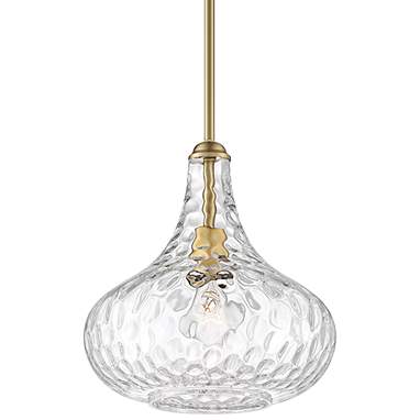 360 Lighting Cora 11" Modern Plated Gold Hammered Glass Mini Pendant