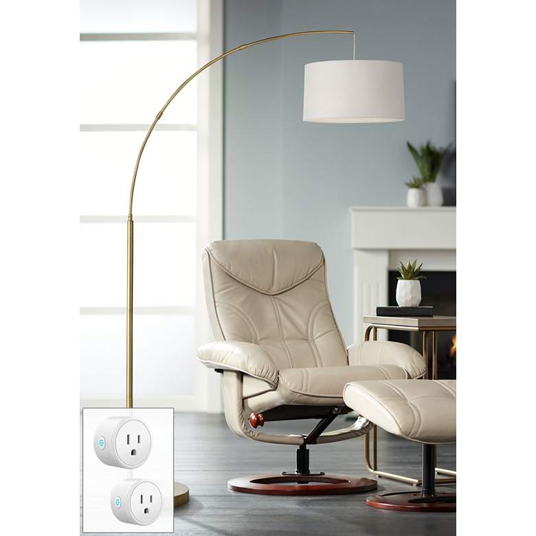 Image 1 360 Lighting Cora 72" Brass Metal Arc Floor Lamp with Smart Socket
