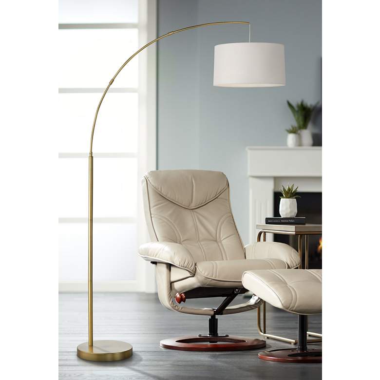 Image 1 360 Lighting Cora 72" Brass Metal Arc Floor Lamp with USB Dimmer