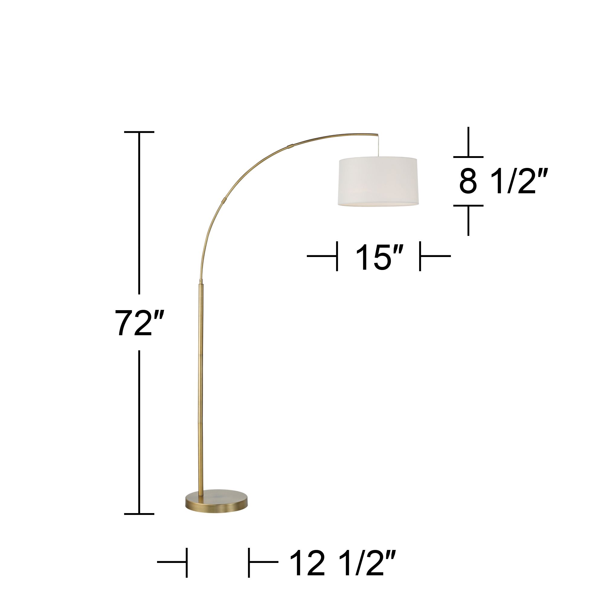 360 Lighting Cora 72" Brass Metal Arc Floor Lamp with USB Dimmer
