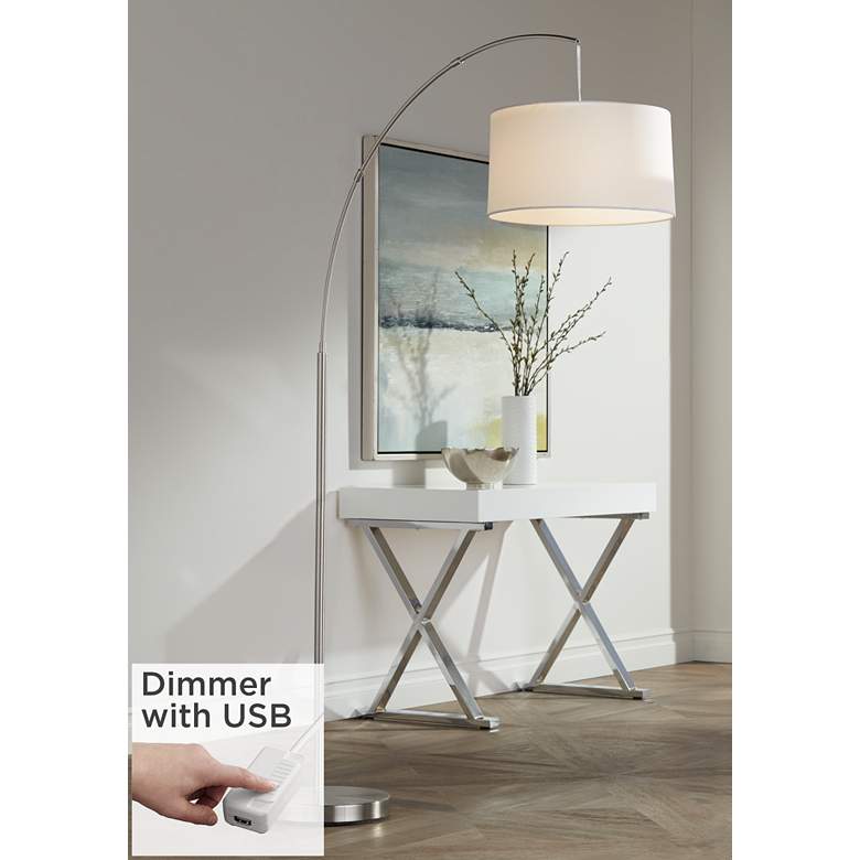 Image 1 360 Lighting Cora 72 inch Brushed Nickel Arc Floor Lamp with USB Dimmer
