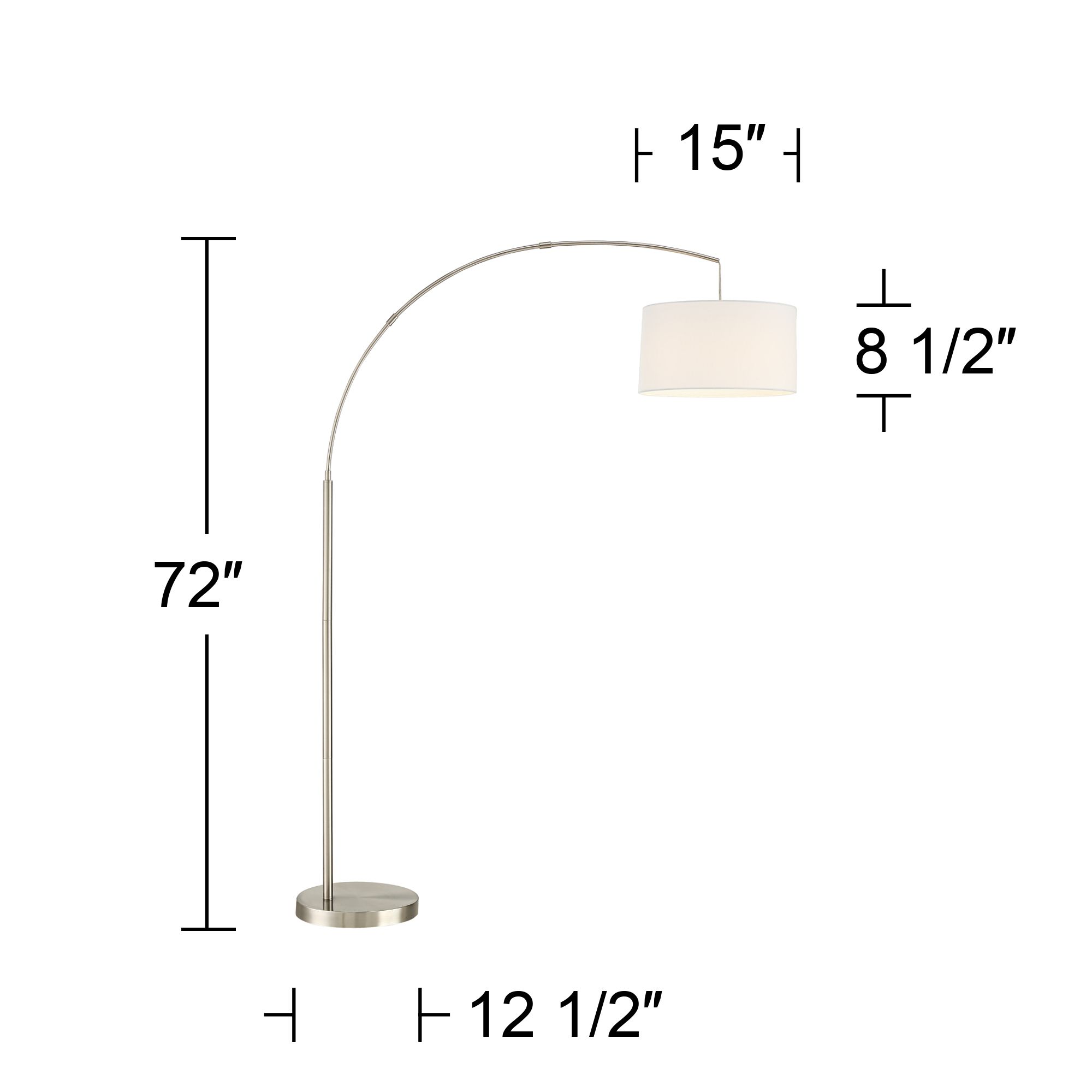 360 Lighting Cora 72" Brushed Nickel Arc Floor Lamp with USB Dimmer