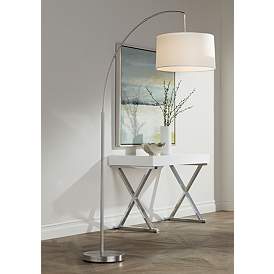 Image1 of 360 Lighting Cora 72" High Brushed Nickel Modern Arc Floor Lamp
