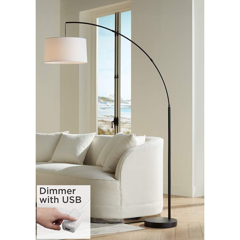 Image 1 360 Lighting Cora 72" Modern Black Arc Floor Lamp with USB Dimmer