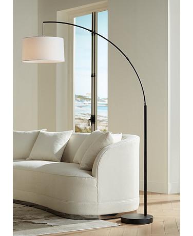 360 Lighting Cora 72" Modern Black Arc Floor Lamp with USB Dimmer