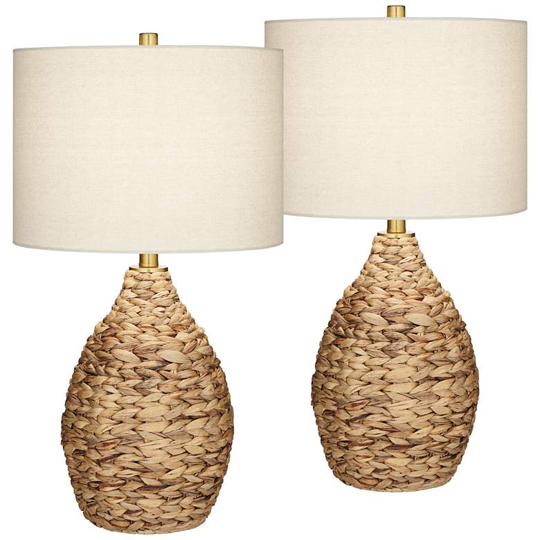 Image 2 360 Lighting Corona 25 1/2 inch Woven Reed Modern Coastal Lamps Set of 2