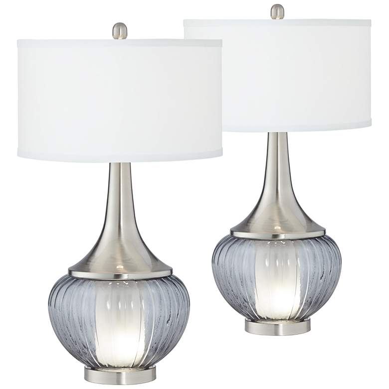 Image 2 360 Lighting Courtney 28 1/2 inch Glass Night Light Table Lamps Set of 2