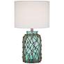 360 Lighting Crosby 22 1/2" Blue-Green Bottle with Rope Glass Lamp