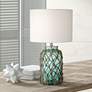 360 Lighting Crosby 22 1/2" Blue-Green Bottle with Rope Glass Lamp