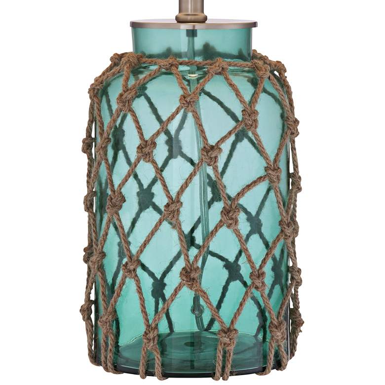 Image 4 360 Lighting Crosby 22 1/2" Blue-Green Bottle with Rope Glass Lamp more views