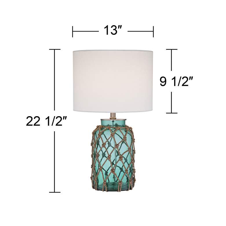 Image 6 360 Lighting Crosby 22 1/2" Blue-Green Bottle with Rope Glass Lamp more views
