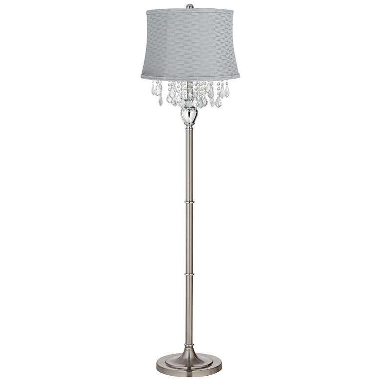 Image 1 360 Lighting Crystals 60 1/2" Basra Gray and Satin Steel Floor Lamp