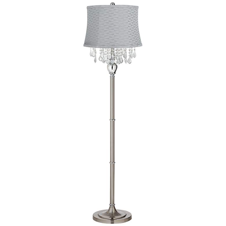 Image 1 360 Lighting Crystals 60 1/2 inch Basra Gray and Satin Steel Floor Lamp