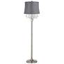 1_360 Lighting Crystals 60 1/2" Gray Shade Satin Steel Floor Lamp