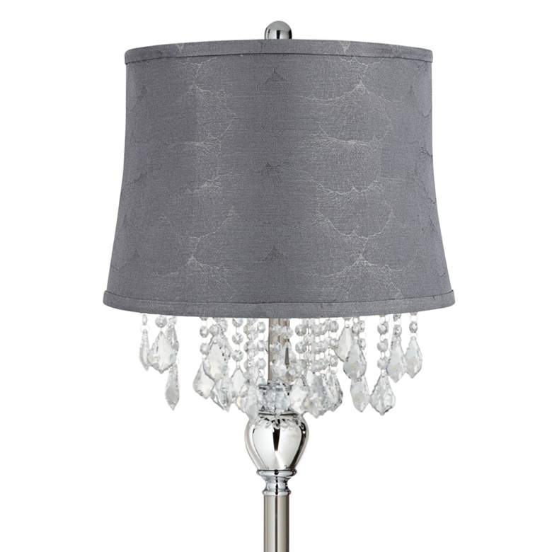 Image 2 360 Lighting Crystals 60 1/2" Gray Shade Satin Steel Floor Lamp more views