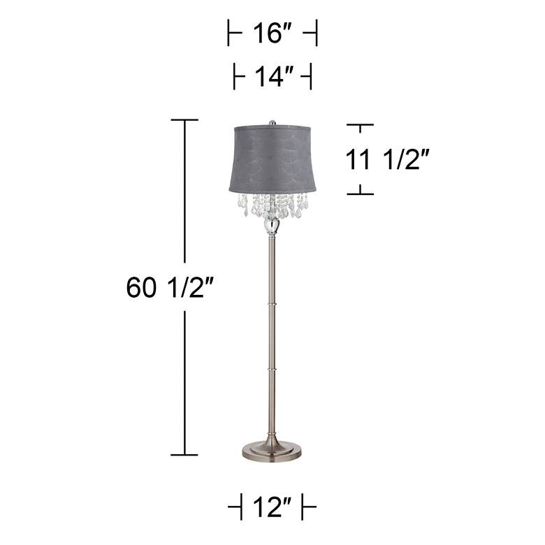 Image 5 360 Lighting Crystals 60 1/2" Gray Shade Satin Steel Floor Lamp more views