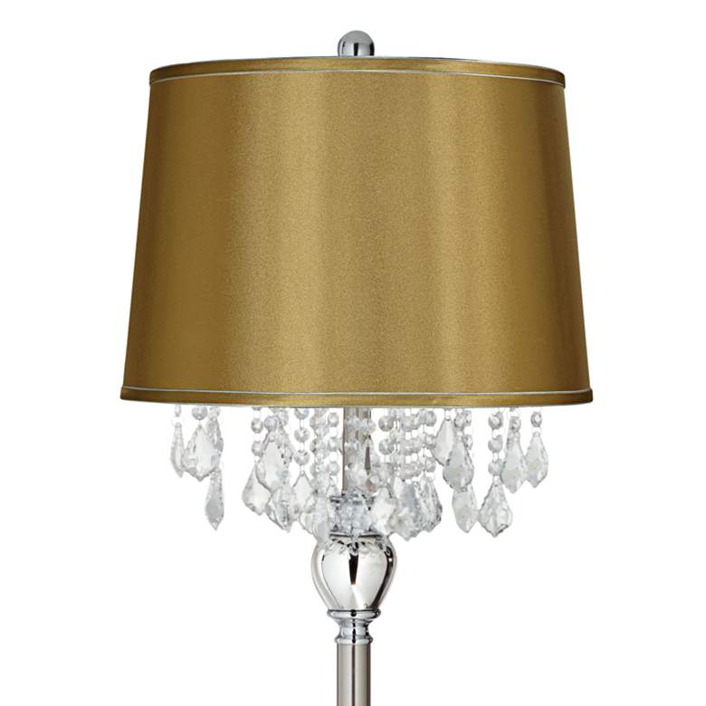 Image 2 360 Lighting Crystals 60 1/2" Steel Floor Lamp with Gold Satin Shade more views