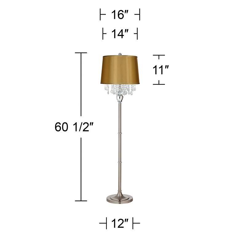 Image 5 360 Lighting Crystals 60 1/2" Steel Floor Lamp with Gold Satin Shade more views
