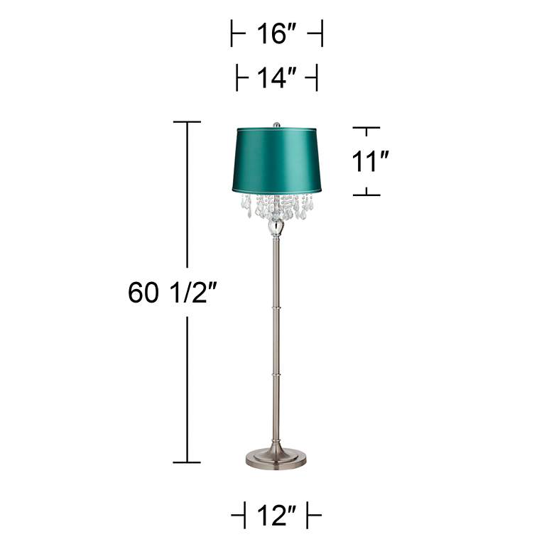 Image 5 360 Lighting Crystals 60 1/2" Teal Blue Shade Satin Steel Floor Lamp more views