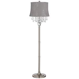 Image1 of 360 Lighting Crystals 60 1/2" Treble Gray Shade Satin Steel Floor Lamp