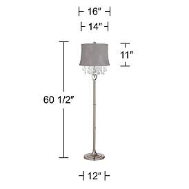 Image5 of 360 Lighting Crystals 60 1/2" Treble Gray Shade Satin Steel Floor Lamp more views