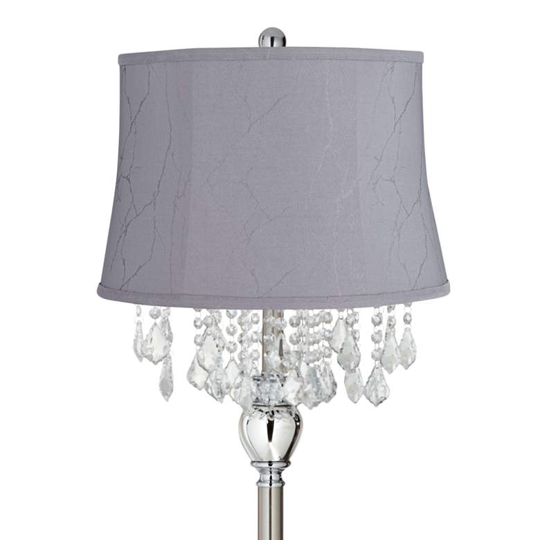 Image 2 360 Lighting Crystals 60 1/2" Violet Gray Shade Satin Steel Floor Lamp more views