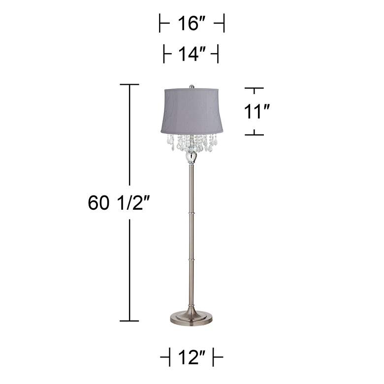 Image 5 360 Lighting Crystals 60 1/2" Violet Gray Shade Satin Steel Floor Lamp more views