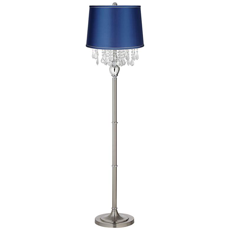 Image 2 360 Lighting Crystals 62 1/2" Blue Satin and Brushed Nickel Floor Lamp